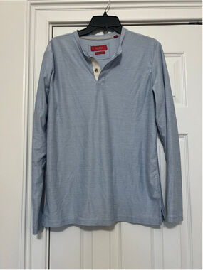 Men's Bruno Milano Long Sleeve Henley Shirt, Size M, Blue and White Striped